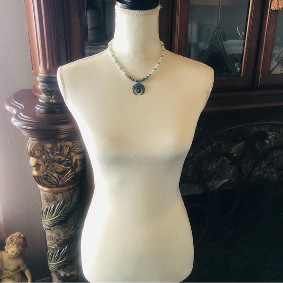 Handcrafted repurpose ancient look genuine stone Czech glass Pearl necklace - Picture 6 of 11